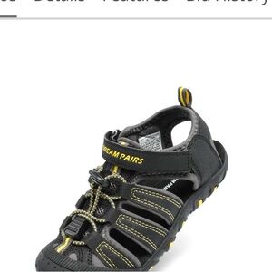 Dream Pairs Kids Black and Yellow Adventure Sandals
